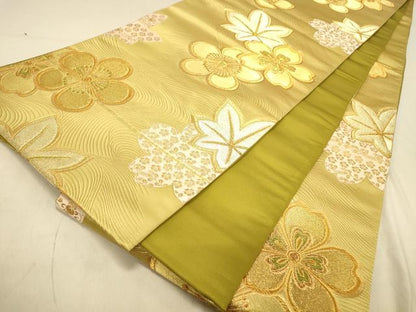 平和屋着物◎六通柄袋帯　立波舞花文　金糸　正絹　逸品　DAAY4243jm