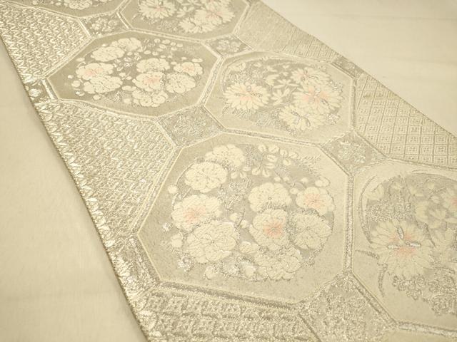 平和屋着物◎六通柄袋帯　唐織　蜀江花文　銀糸　正絹　逸品　DAAY4254jm