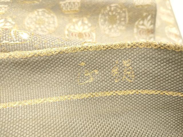 平和屋着物◎六通柄京袋帯　抽象草花文　金糸　正絹　逸品　DAAY4258jm
