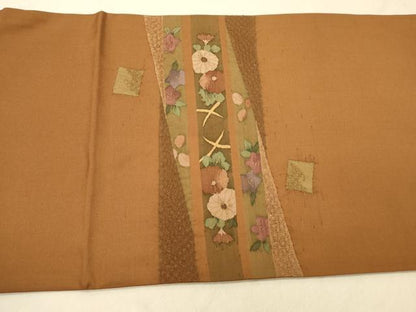 平和屋着物◎太鼓柄袋帯　すくい織　色紙重ね吉祥花文　金彩　正絹　逸品　DAAY4304jm