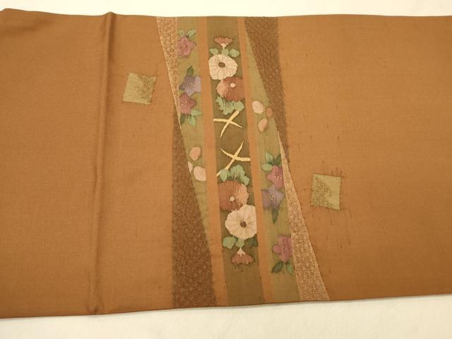 平和屋着物◎太鼓柄袋帯　すくい織　色紙重ね吉祥花文　金彩　正絹　逸品　DAAY4304jm