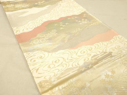 平和屋着物◎六通柄袋帯　道長吉祥花鳥文　金銀糸　正絹　逸品　DAAY4305jm