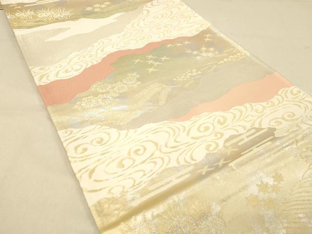 平和屋着物◎六通柄袋帯　道長吉祥花鳥文　金銀糸　正絹　逸品　DAAY4305jm