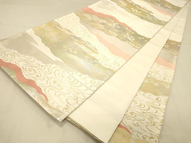 平和屋着物◎六通柄袋帯　道長吉祥花鳥文　金銀糸　正絹　逸品　DAAY4305jm