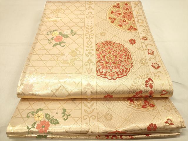 平和屋着物◎西陣　六通柄袋帯　唐織　正倉院花間道　金糸　正絹　逸品　DAAY4313jm
