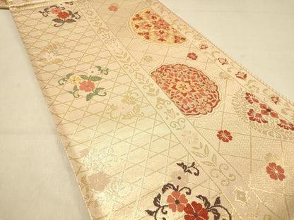 平和屋着物◎西陣　六通柄袋帯　唐織　正倉院花間道　金糸　正絹　逸品　DAAY4313jm