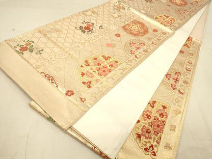 平和屋着物◎西陣　六通柄袋帯　唐織　正倉院花間道　金糸　正絹　逸品　DAAY4313jm
