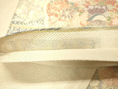 平和屋着物◎佐賀錦　六通柄袋帯　雪輪鴛鴦花文　金銀糸　正絹　逸品　DAAY4321jm