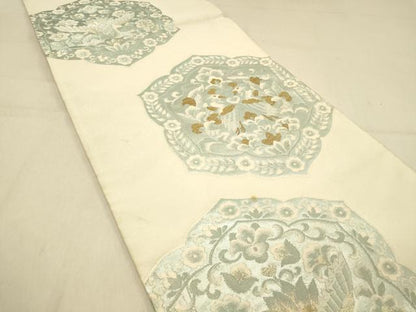 平和屋着物◎六通柄袋帯　唐織　更紗双鳥花文　金銀糸　正絹　逸品　DAAY4323jm