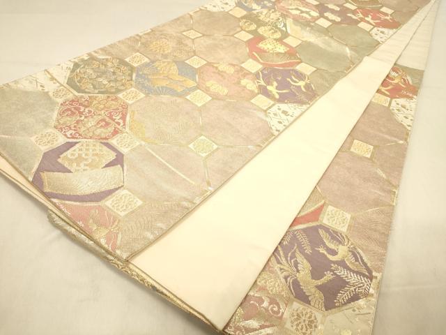 平和屋着物◎六通柄袋帯　蜀江鳳凰花文　金糸　正絹　逸品　DAAY4325jm