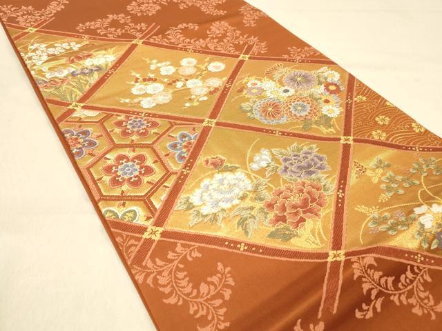 平和屋着物◎六通柄袋帯　唐織　桃山天井絵紋　金糸　正絹　逸品　DAAY4331jm