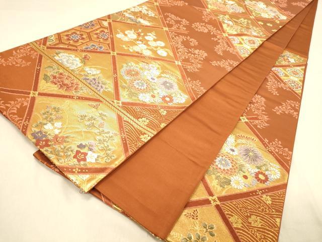 平和屋着物◎六通柄袋帯　唐織　桃山天井絵紋　金糸　正絹　逸品　DAAY4331jm