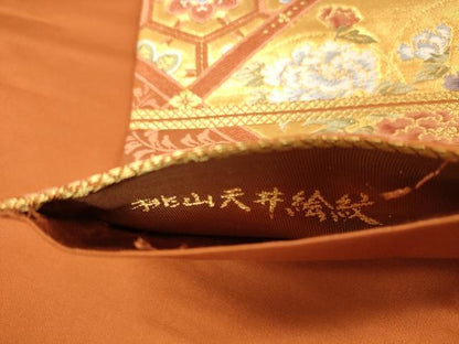 平和屋着物◎六通柄袋帯　唐織　桃山天井絵紋　金糸　正絹　逸品　DAAY4331jm