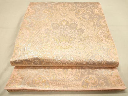平和屋着物◎六通柄　本袋帯　更紗飾花文　プラチナ箔　正絹　逸品　DAAY4333jm