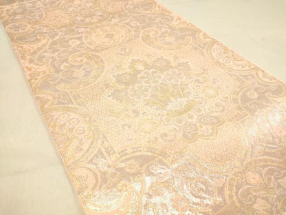 平和屋着物◎六通柄　本袋帯　更紗飾花文　プラチナ箔　正絹　逸品　DAAY4333jm