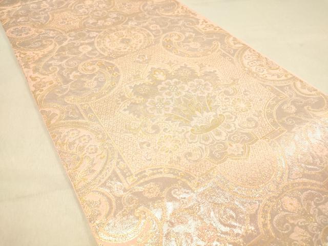 平和屋着物◎六通柄　本袋帯　更紗飾花文　プラチナ箔　正絹　逸品　DAAY4333jm