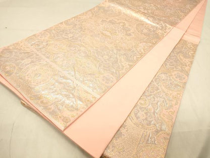 平和屋着物◎六通柄　本袋帯　更紗飾花文　プラチナ箔　正絹　逸品　DAAY4333jm