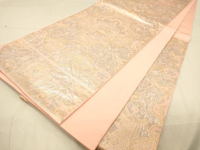 平和屋着物◎六通柄　本袋帯　更紗飾花文　プラチナ箔　正絹　逸品　DAAY4333jm