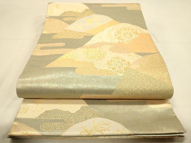 平和屋着物◎六通柄袋帯　重山鳳凰花文　金糸　引箔　正絹　逸品　DAAY4342jm