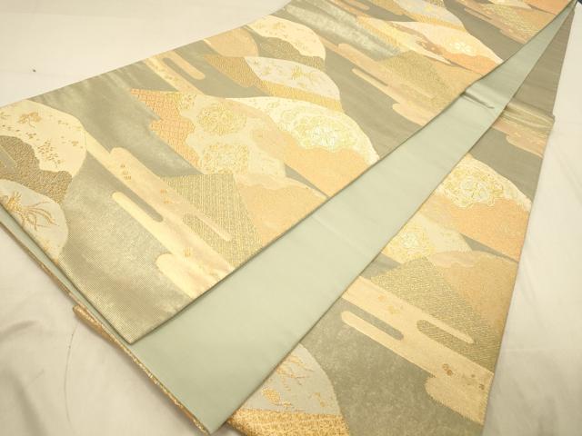 平和屋着物◎六通柄袋帯　重山鳳凰花文　金糸　引箔　正絹　逸品　DAAY4342jm