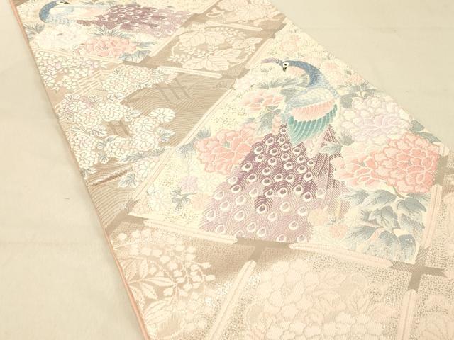 平和屋着物◎六通柄袋帯　唐織　慶長花鳥文　プラチナ箔　正絹　逸品　DAAY4345jm