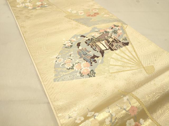 平和屋着物◎六通柄袋帯　唐織　扇面洛祭　金糸　正絹　逸品　DAAY4348jm