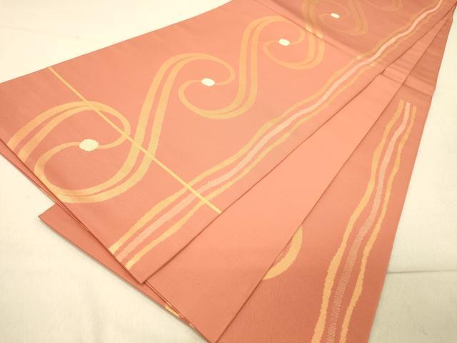 平和屋着物◎六通柄　本袋帯　幾何学文様　金糸　正絹　逸品　DAAY4380jm