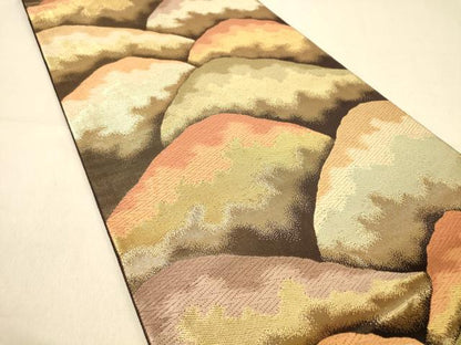平和屋着物◎六通柄袋帯　唐織　重山　金糸　正絹　逸品　DAAY4395jm