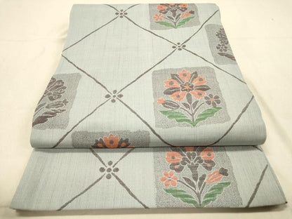 平和屋着物◎六通柄袋帯　更紗花文　正絹　逸品　DAAY4397jm
