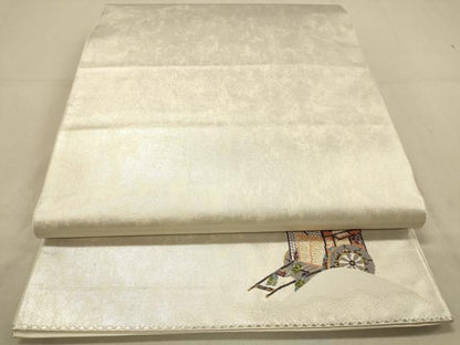 平和屋着物◎六通柄袋帯　霞文　引箔　正絹　逸品　DAAY4398jm