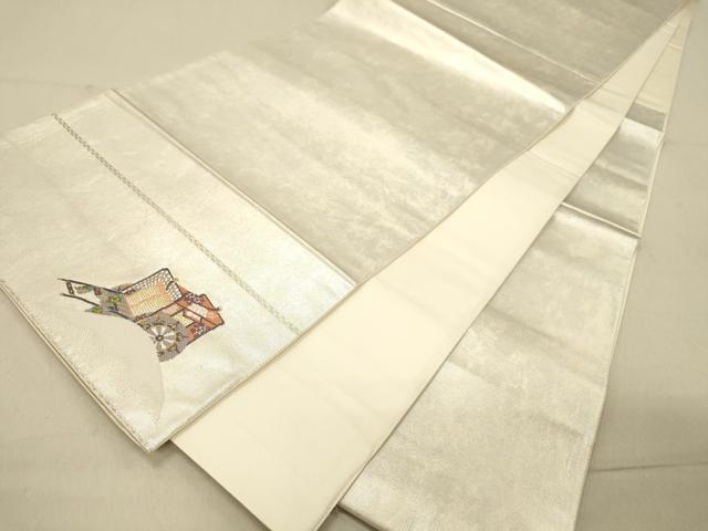 平和屋着物◎六通柄袋帯　霞文　引箔　正絹　逸品　DAAY4398jm