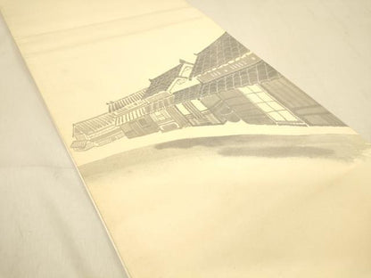 平和屋着物◎六通柄袋帯　手描き　風景文　正絹　逸品　DAAY4412jm