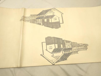 平和屋着物◎六通柄袋帯　手描き　風景文　正絹　逸品　DAAY4412jm