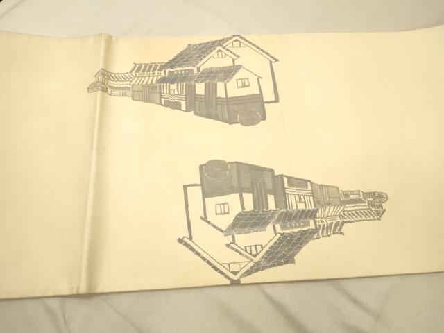 平和屋着物◎六通柄袋帯　手描き　風景文　正絹　逸品　DAAY4412jm