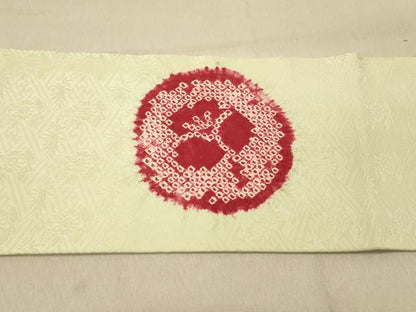平和屋着物◎九寸名古屋帯　絞り　駒刺繍　舞花文　正絹　逸品　DAAY4416jm