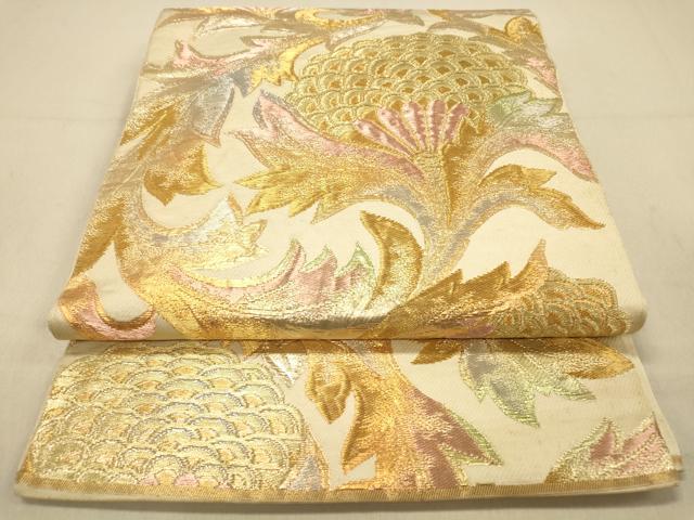 平和屋着物◎六通柄 本袋帯 更紗花文 金銀糸 正絹 逸品 DAAY4442jm