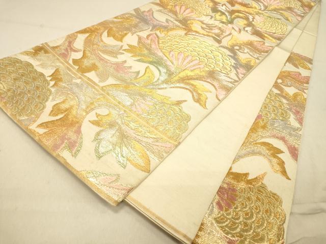 平和屋着物◎六通柄 本袋帯 更紗花文 金銀糸 正絹 逸品 DAAY4442jm