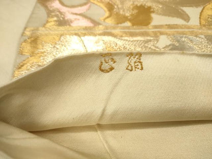 平和屋着物◎六通柄 本袋帯 更紗花文 金銀糸 正絹 逸品 DAAY4442jm