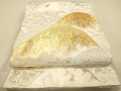 平和屋着物◎六通柄袋帯 重山花蝶文 金銀糸 正絹 逸品 DAAY4448jm