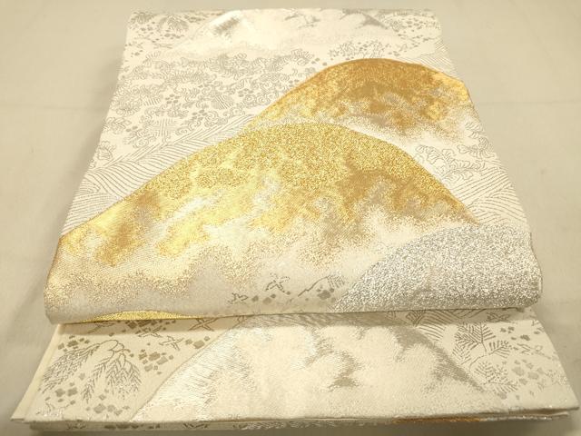 平和屋着物◎六通柄袋帯 重山花蝶文 金銀糸 正絹 逸品 DAAY4448jm
