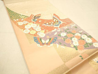 平和屋着物◎六通柄袋帯 唐織 吉祥花蝶文 金銀糸 正絹 逸品 DAAY4450jm