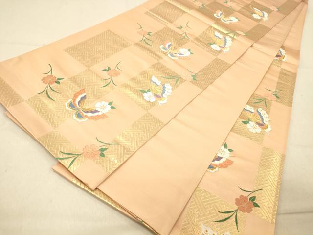 平和屋着物◎六通柄袋帯 唐織 吉祥花蝶文 金銀糸 正絹 逸品 DAAY4450jm