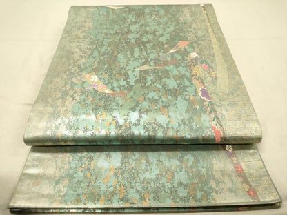 平和屋着物◎六通柄袋帯 唐織 短冊雪輪花文 金糸 引箔 正絹 逸品 DAAY4452jm