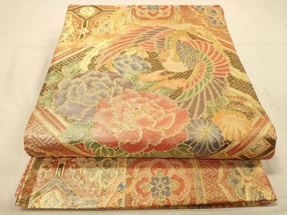 平和屋着物◎佐賀錦 六通柄袋帯 蜀江花文 鳳凰 金糸 正絹 逸品 DAAY4457jm