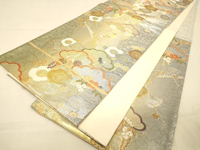 平和屋着物◎六通柄袋帯 唐織 流水に松竹梅 金銀糸 正絹 逸品 DAAY4460jm