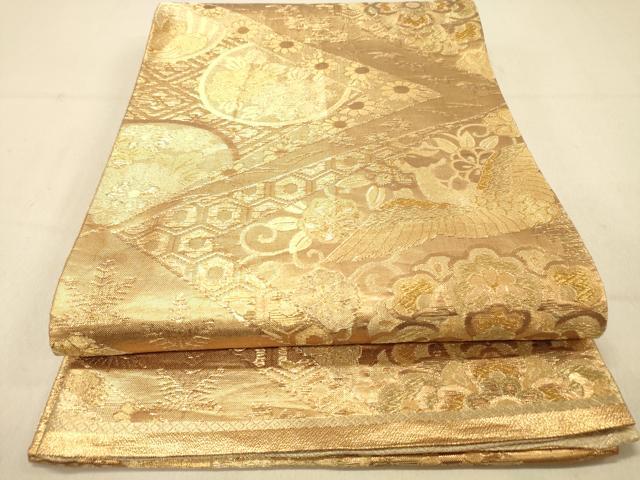 平和屋着物◎佐賀錦　六通柄袋帯　正倉院鳳凰花文　金糸　正絹　逸品　DAAY4491jm
