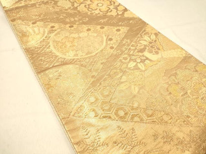 平和屋着物◎佐賀錦　六通柄袋帯　正倉院鳳凰花文　金糸　正絹　逸品　DAAY4491jm
