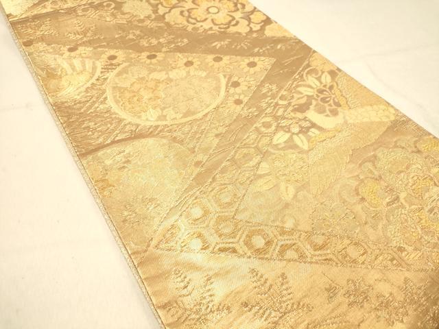 平和屋着物◎佐賀錦　六通柄袋帯　正倉院鳳凰花文　金糸　正絹　逸品　DAAY4491jm