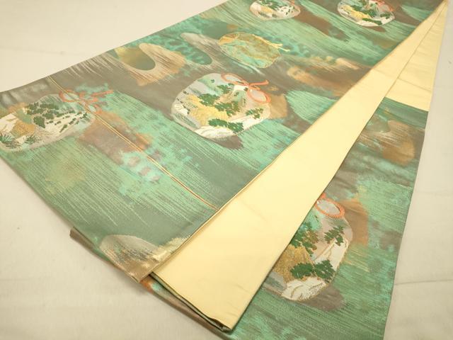 平和屋着物◎六通柄袋帯　仕覆風景文　金糸　引箔　正絹　逸品　DAAY4515jm
