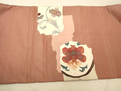 平和屋着物◎太鼓柄袋帯　すくい織　更紗唐草文　金糸　正絹　逸品　DAAY4517jm